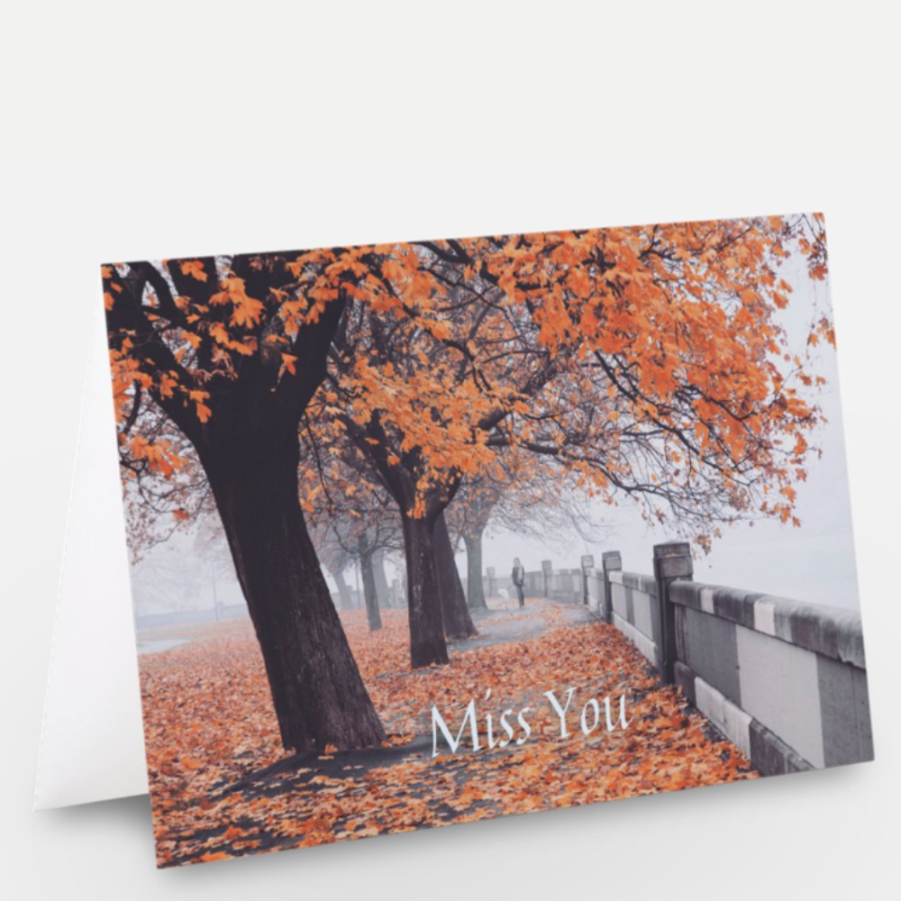 Image of MissYou Orange Leaves Greeting card