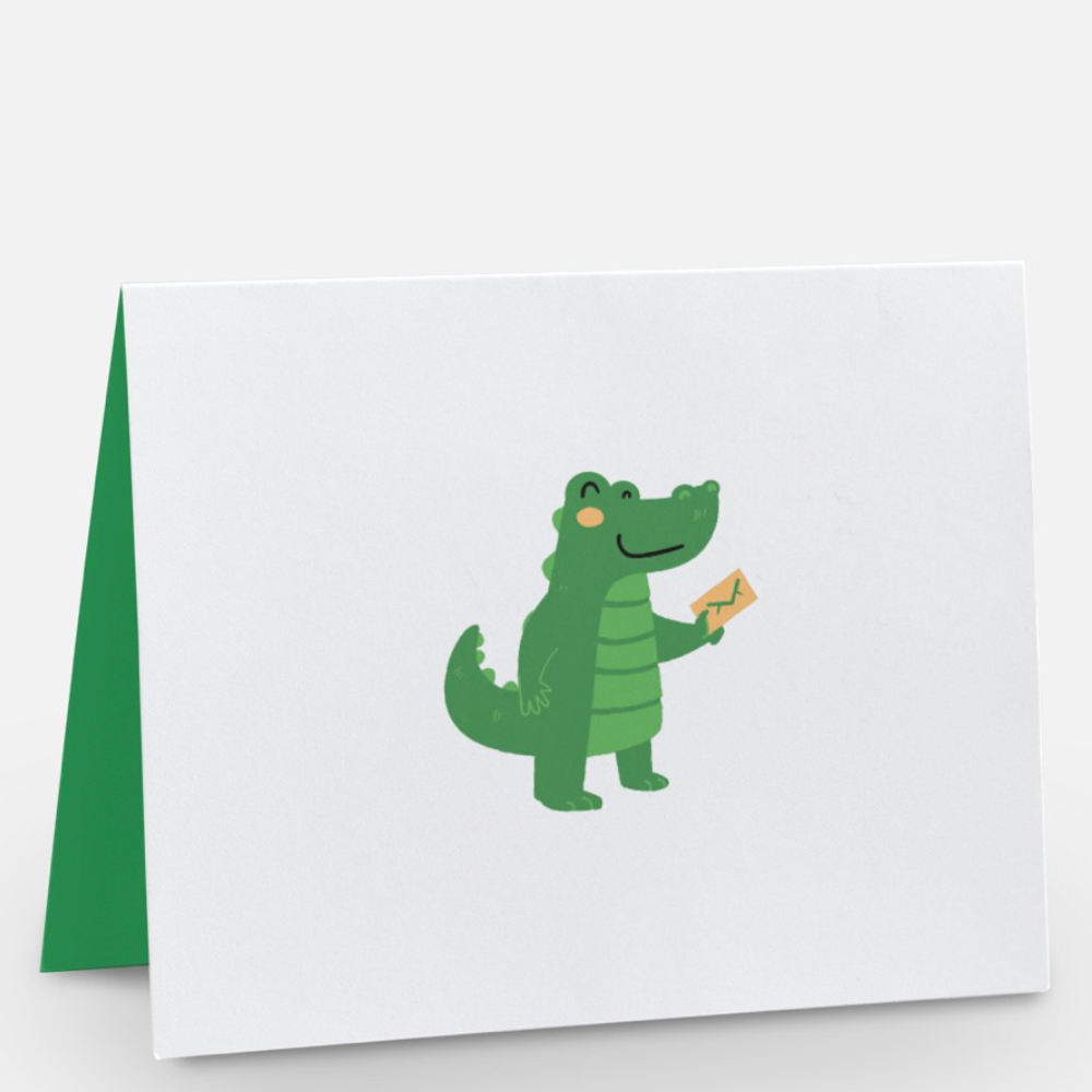 Image of MissYou Alligator With Envelope Greeting card